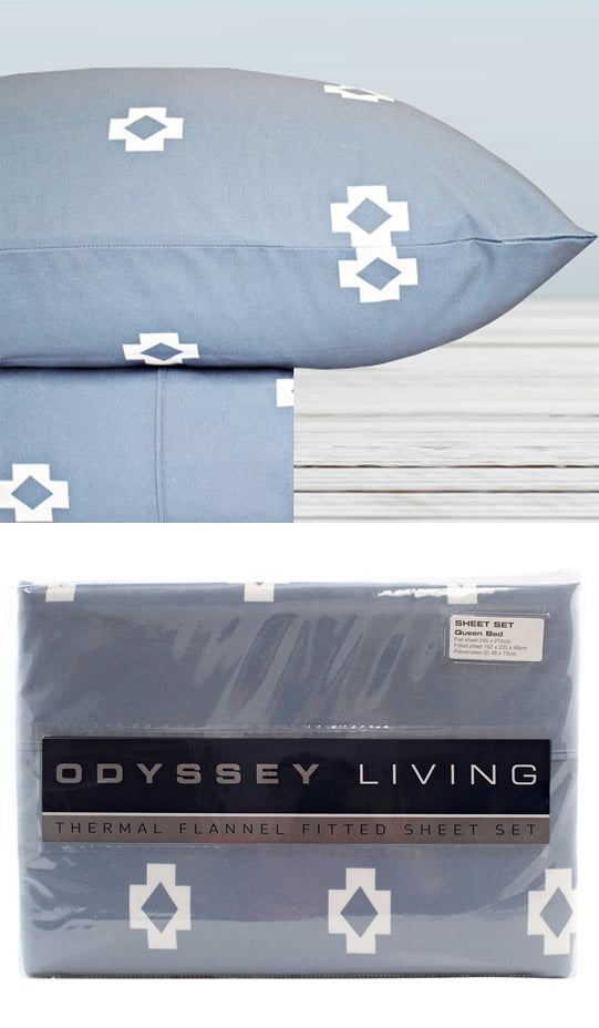 Thermal Flannel Sheets Tribal Bay Blue by Odyssey Living Cottonbox