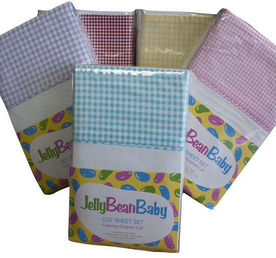 Gingham Cot Sheets by Jelly Bean Kids Cottonbox Pty Ltd