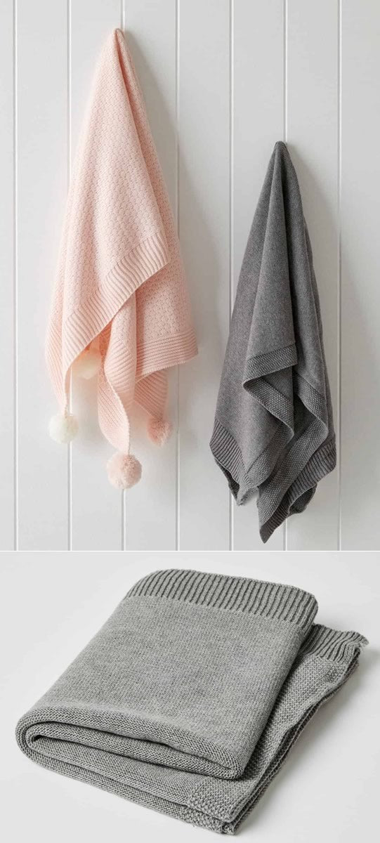 Grey Knit Cotton Blankets by Jiggle & Giggle Cottonbox Pty Ltd