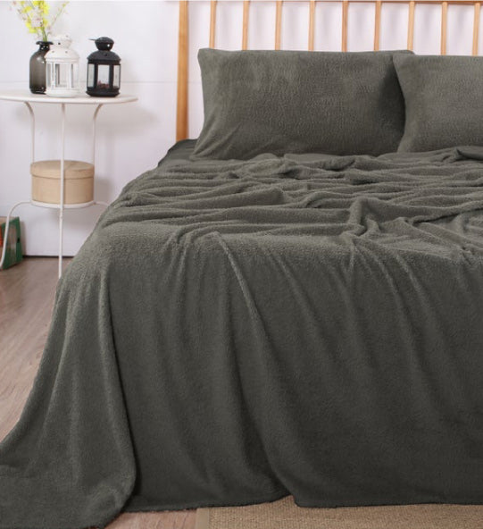 Teddy Fleece Charcoal Sheets by Kingtex Cottonbox Pty Ltd