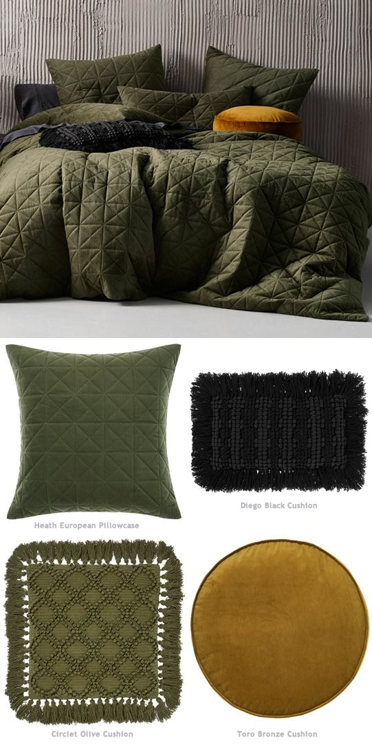 Heath Olive Quilt Cover Set by Linen House Cottonbox Pty Ltd
