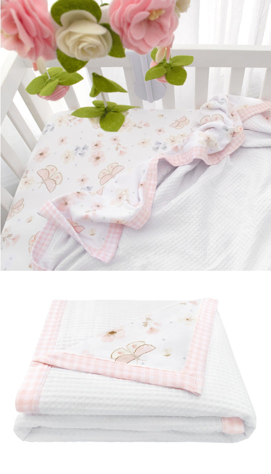 Butterfly Garden Cot Waffle Blanket by Living Textiles Cottonbox Pty Ltd