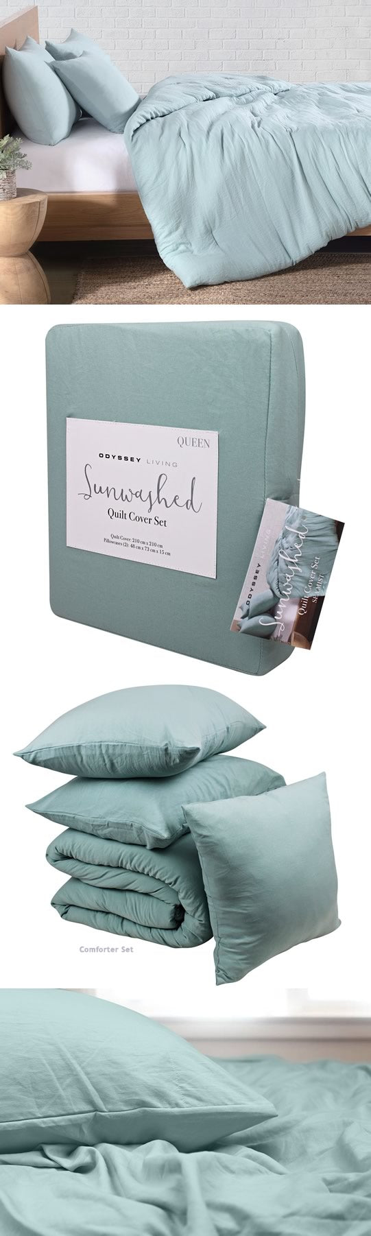 Sunwashed Sea Mist by Odyssey Living Cottonbox Pty Ltd