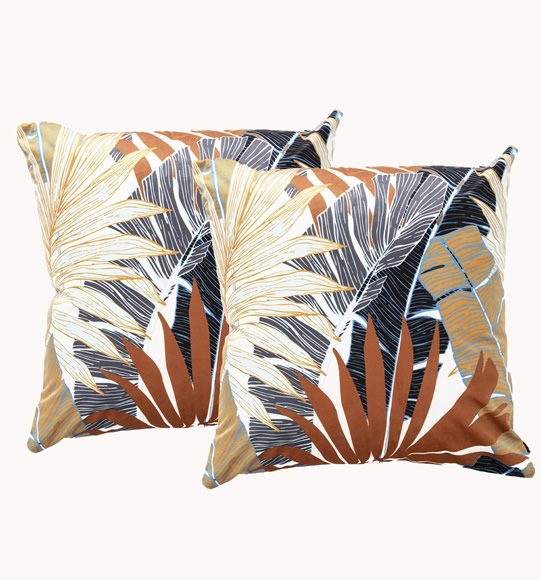 Toffee Twin Pack Poly Velvet Printed Cushion by Renee Taylor main image 1