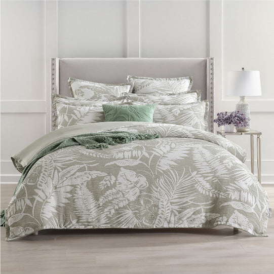 Palm Tree Sage Green Quilt Cover Set by Renee Taylor Cottonbox Pty Ltd