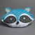 Aqua Racoon Head Cushion