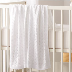 Unisex Yellow w/ White Trim Organic Cotton Picot Baby Blanket main image 1