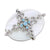 Aquamarine Crystal Mother Of Pearl Filigree Brooch Pin by 1928 Jewelry