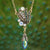 Peacock Plumage Art Nouveau Blue Iridescent AB Drop Pendant Necklace by 1928 Jewelry