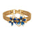 Blue Flowers And AB Crystal Mesh Chain Bracelet 14K Gold Dipped by 1928 Jewelry