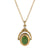 Oval Jade Gemstone Locket Necklace 14K Gold Dipped by 1928 Jewelry