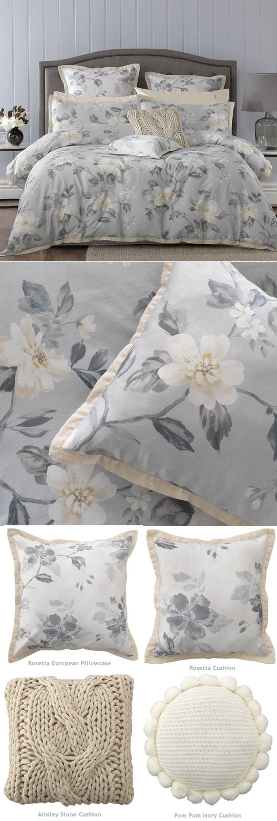 Bianca Hallston Charcoal Pre-Washed Cotton Quilt Cover Set Queen main image 1