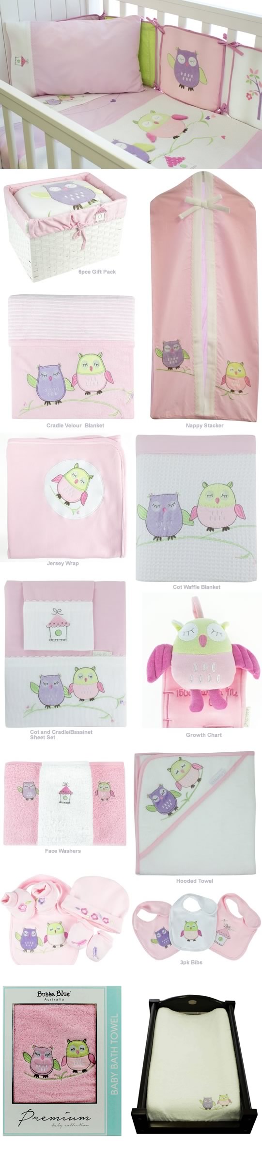 Baby Owl Girl Cot Bumper by Bubba Blue Cottonbox Pty Ltd