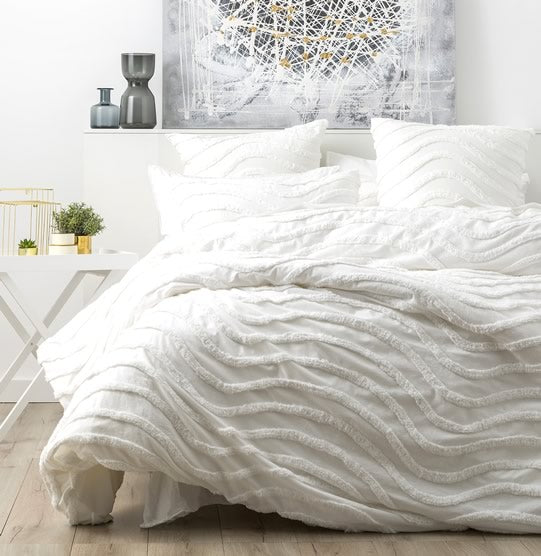 Wave White Quilt Cover Set by Cloud Linen – Cottonbox Pty Ltd
