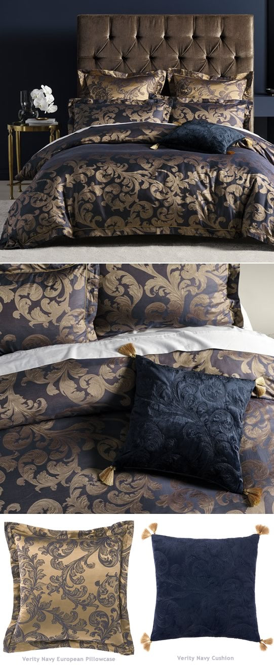 Verity Navy Quilt Cover Set by Linen House Cottonbox Pty Ltd