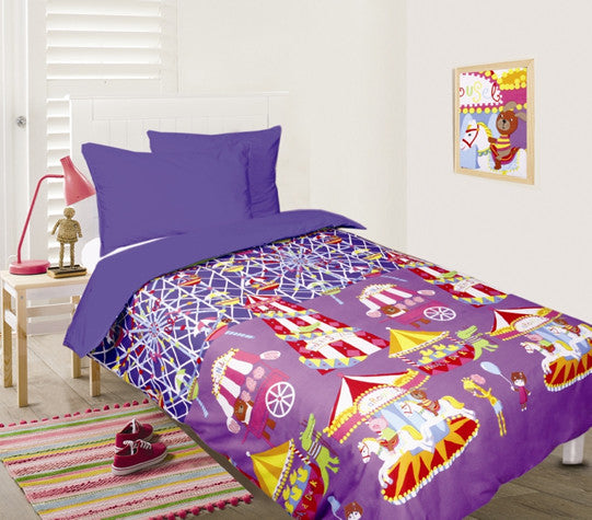 Fun At Fair Blue Quilt Cover Set by Happy Kids – Cottonbox Pty Ltd