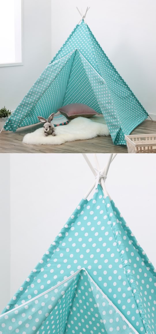 pees tent Turquoise Dots Tee Pee by Happy Kids – Cottonbox Pty Ltd PADDY10 Camping on the ice Inches:40 Inches