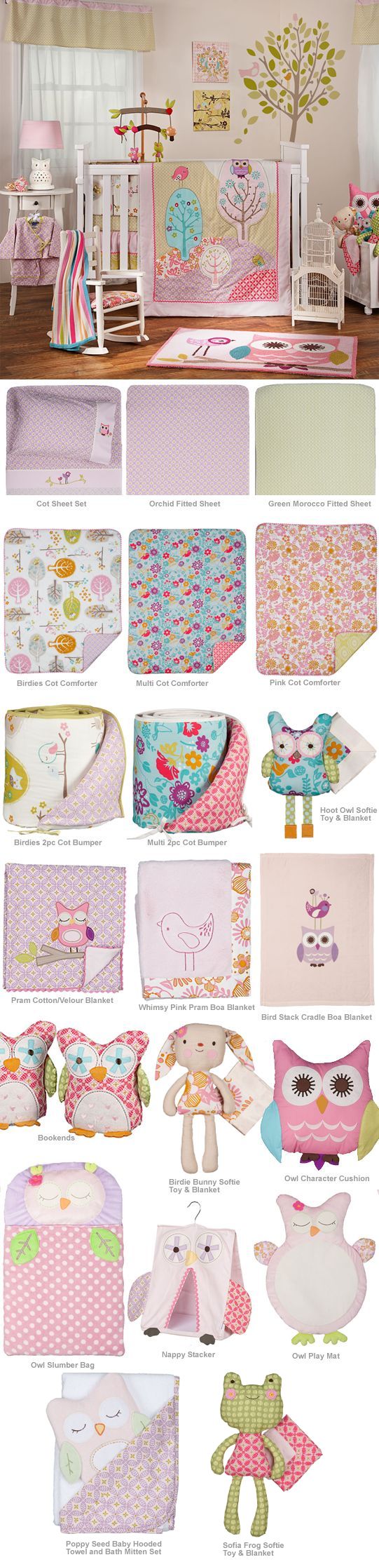 Poppy Seed PINK OWL Character Cushion by Living Textiles