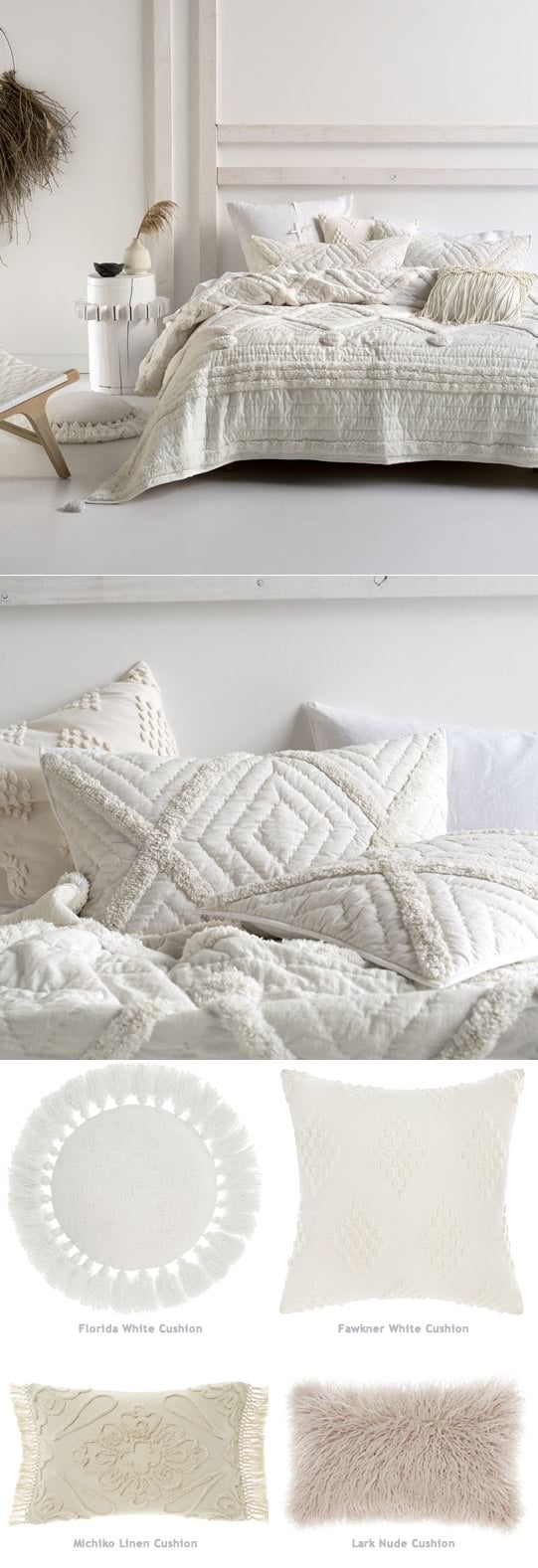 Anzar White Coverlet (240 x 260cm) by Linen House – Cottonbox Pty Ltd