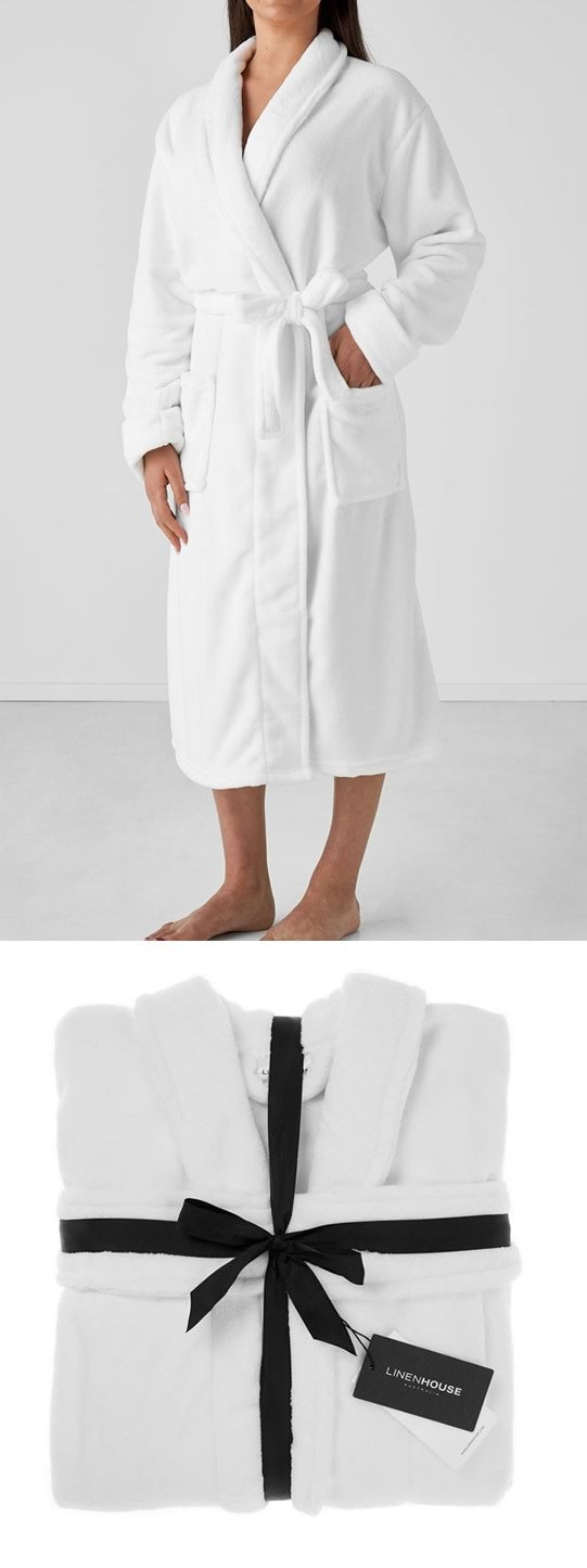 Plush White Bath Robes by Linen House – Cottonbox Pty Ltd