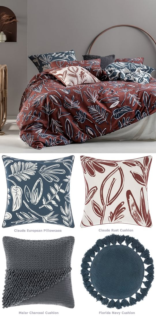 Claude Rust Quilt Cover Set by Linen House – Cottonbox Pty Ltd