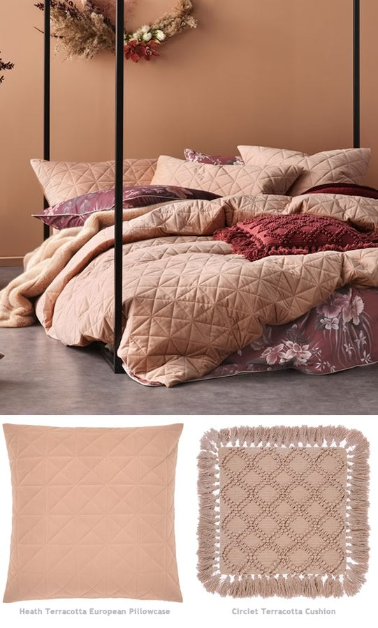 Terracott Quilt Pattern Heath Terracotta Quilt Cover Set by Linen House – Cottonbox Pty Ltd