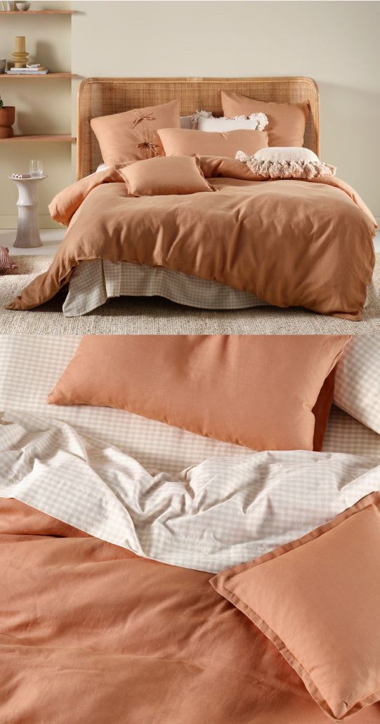 Nimes Clay Quilt Cover Set by Linen House Cottonbox Pty Ltd