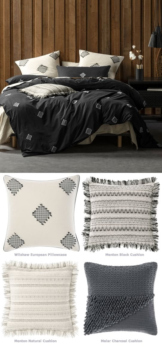 Willshaw Black Quilt Cover Set by Linen House Cottonbox Pty Ltd