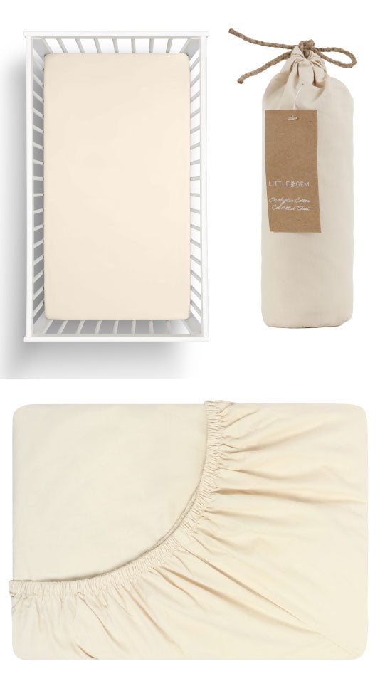 Eucalyptus Cotton Sand Cot Fitted Sheet by Little Gem Cottonbox Pty Ltd