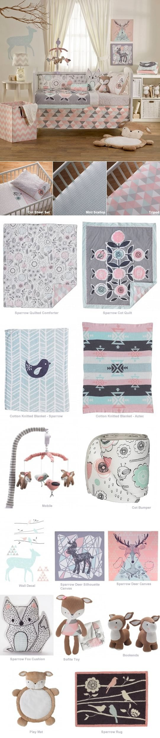 Sparrow Quilted Cot Comforter by Living Textiles – Cottonbox Pty Ltd