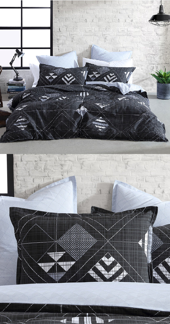 Gibson Black Quilt Cover Set by Logan & Mason Cottonbox Pty Ltd