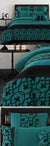 Halsey Teal And Black Quilt Cover Set by Luxton