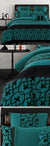 Halsey Teal And Black Quilt Cover Set by Luxton