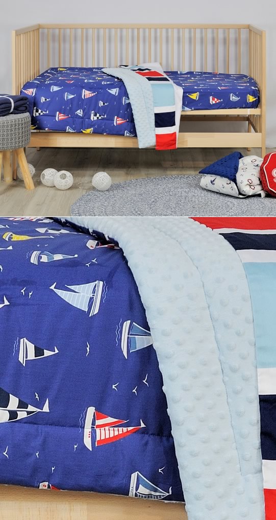 Sail Away Cot Quilt (90 x 110cm) by Minky Kids โ Cottonbox Pty Ltd