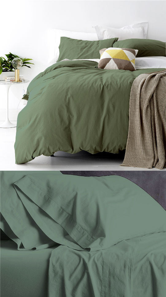 Vintage Washed Fern Quilt Cover Set by Park Avenue – Cottonbox Pty Ltd