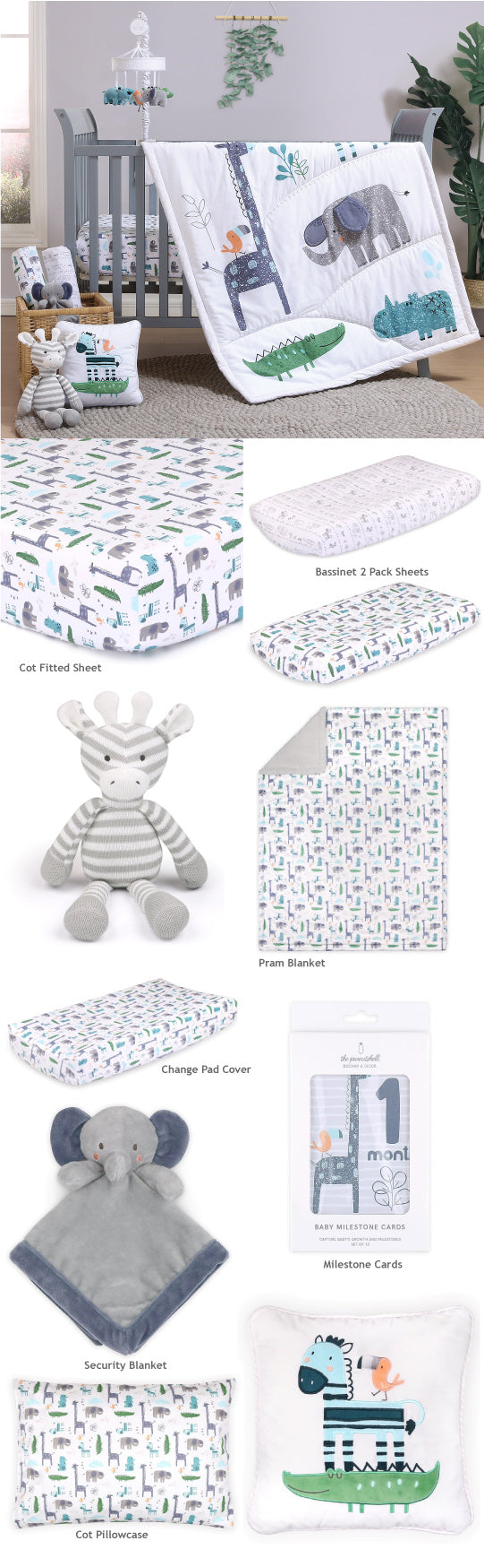 Animal Zoo Milestone Cards by Peanut Shell – Cottonbox Pty Ltd