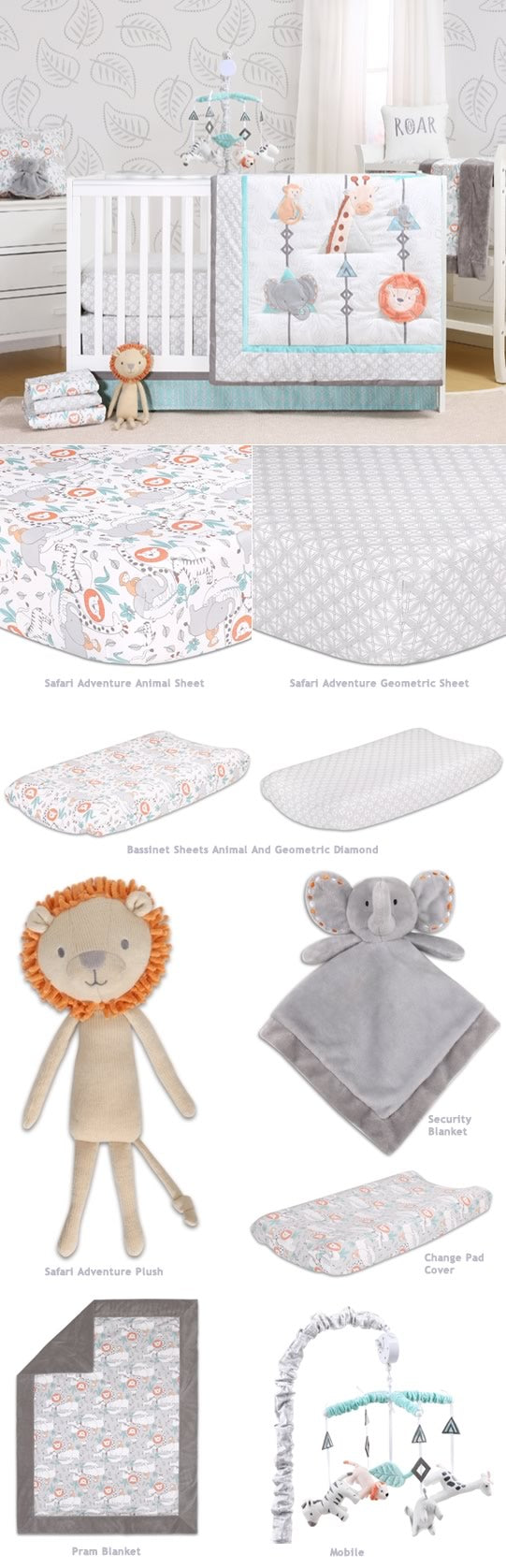 Safari Adventure 2 Pk Bassinett Sheets by Peanut Shell – Cottonbox Pty Ltd