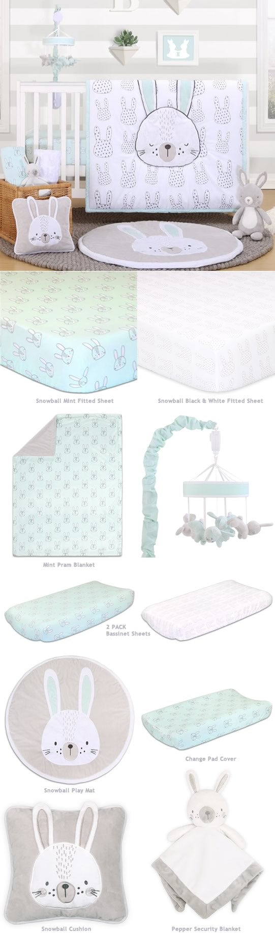 Snowball 2 PACK Bassinet Sheet by Peanut Shell – Cottonbox Pty Ltd