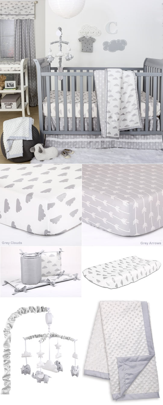 Grey Arrows Cot Fitted Sheet by Peanut Shell – Cottonbox Pty Ltd