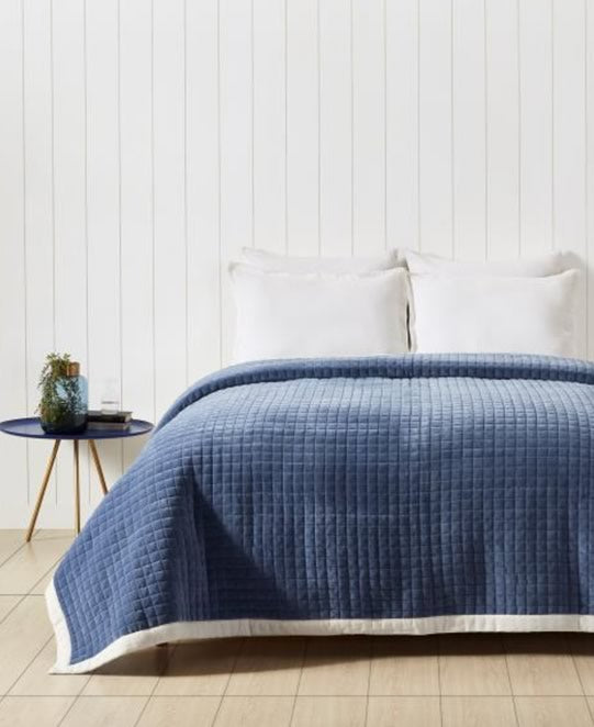 Box Denim Blue Coverlet by Private collection – Cottonbox Pty Ltd