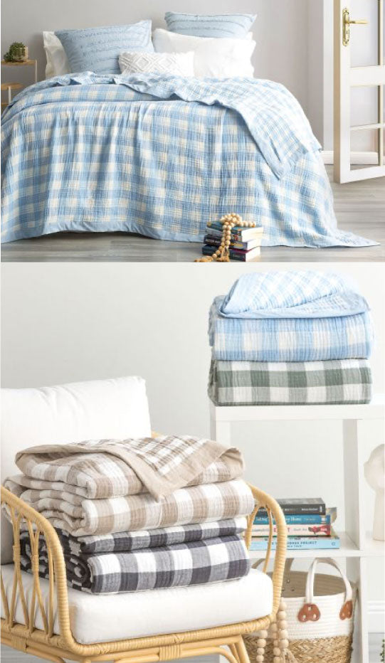 Gingham Cotton Blanket by Renee Taylor Cottonbox Pty Ltd