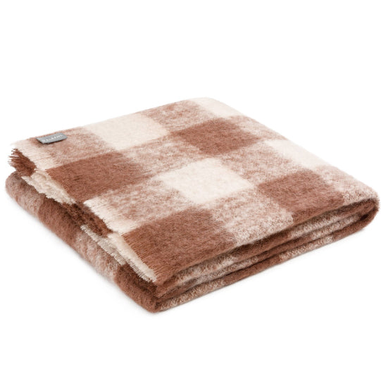 Mohair Throw Mocha Check by St Albans – Cottonbox Pty Ltd