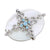 Aquamarine Crystal Mother Of Pearl Filigree Brooch