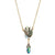 Peacock Art Nouveau Style Blue Iridescent AB Drop Necklace