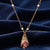 Pink Porcelain Rosebud Drop Pendant Necklace 14K Gold Dipped