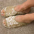 Taupe White Floral Cotton Slippers