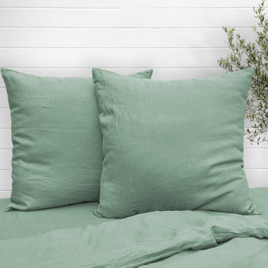 Linen Mint European Cushion Cover 2PK (65 x 65cm) by J Elliot