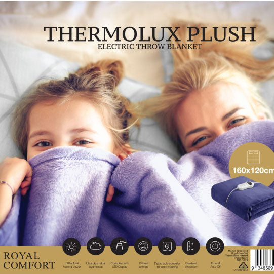 Thermolux Heated Throw Blanket (160 x 120cm) by Royal Comfort