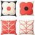 Abacus Flower Slate Blue/Red Cushion (45 x 45cm)