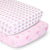2pk Cot Fitted Sheets Pink Elephants and Hearts